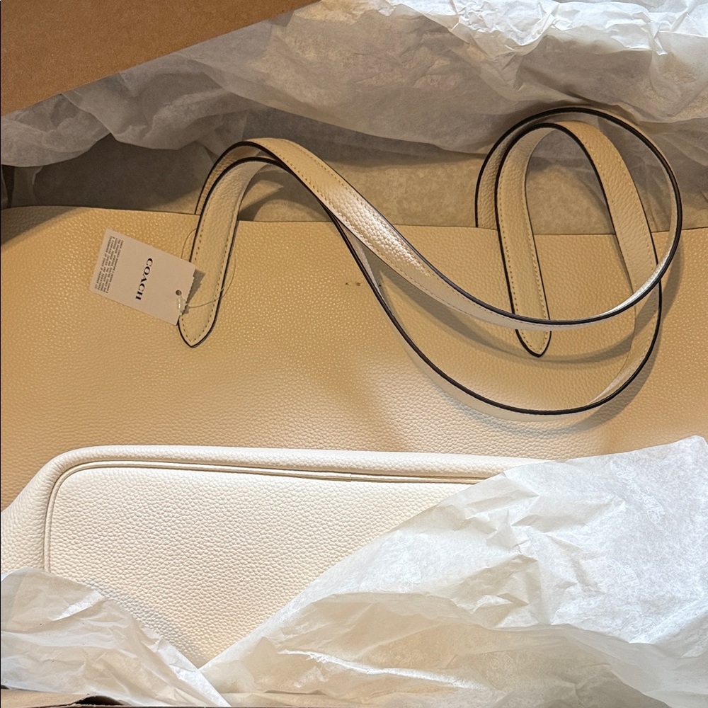 Coach Off-White Leather Tote - Picture 2 of 3